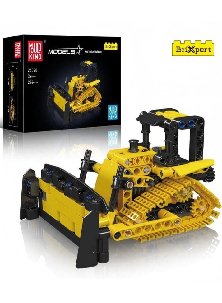 24020 Truck bulldozer construction toys, Creative STEM model building kit, crawler bulldozer jig models, children's building toys, gifts for boys and girls, 244 pieces