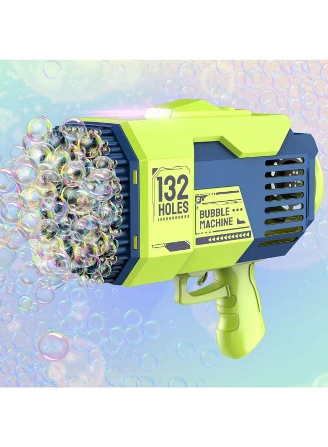 132 Holes Bubble Blower – Automatic Bubble Machine with Colorful Lights and Bubble Solution | Fun Outdoor Toy for Kids