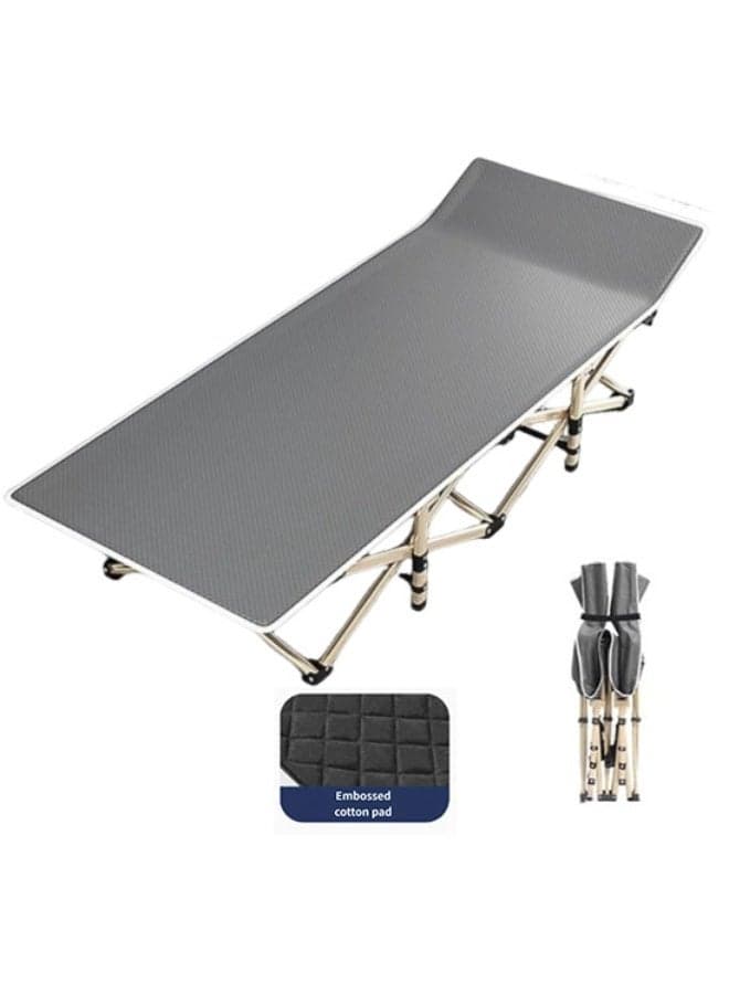 Folding Camping Cot with Mattress and Storage Bag Portable Single Bed for Adults Outdoor Travel Home Office Rest Sunbath etc.Aluminium,Bear 180KG