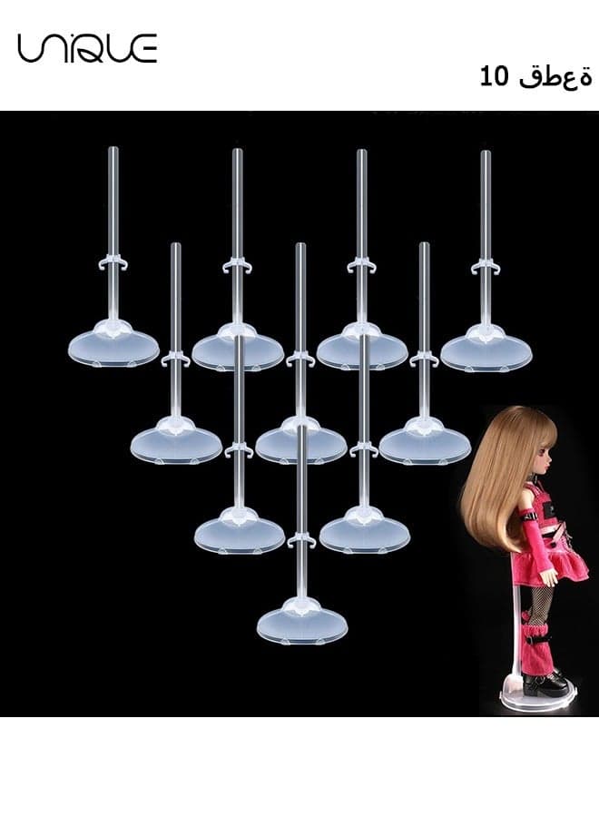 10-Pack Doll Holders, Doll Display Stands with Adjustable Waist Clip, Transparent Plastic Mini Doll Display Stand Support for 9 to 11 Inch Dolls, Action Figure Stand Toy Doll Accessories