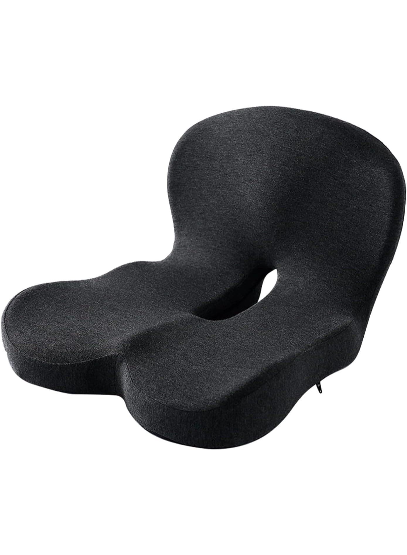 Seat Cushion for Truck Driver, Memory Foam Truck Seat Cushion with Adjustable Strap – Ergonomic Back Support & Sciatica Relief for Long Drives, Semi Truck Accessories, Dark Gray