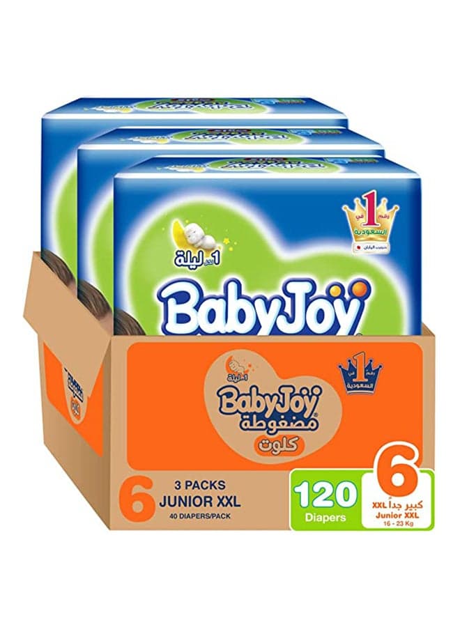 Compressed Culotte Pants Diaper, Size 6, Junior XXL, 16-23 Kg, Mega Box, 120 Diapers