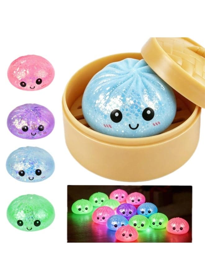 Glow Dumpling Squishy With LED Light Slow Rising Soft Squeeze Fidget Sensory Stress Relief For Kids And Adults Anti Anxiety Handheld Squishy Birthday Party Return Gift Multicolor 1 Piece