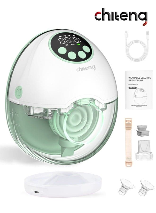 Electric Breast Milk Pump with Heated Base, Hands Free Breast Pump, Wearable Breastfeeding Pump with Voice Reminder & Auto-Stop Function, 4 Modes/ 12 Levels Hospital Grade Suction, 1200mAh Long Battery Life
