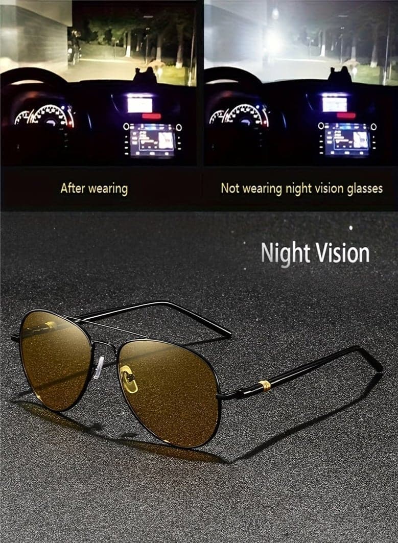 Night Vision Glasses with Anti-Glare Lenses – Stylish Black Grey Glasses for Driving, Parties & Everyday Use