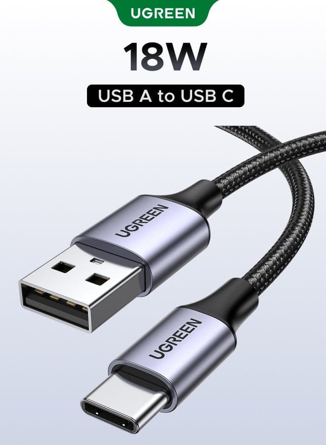 Type C Cable 2M A to USB C Data Cord Premium Nylon Braided Wire for Samsung Galaxy MacBook Pro Huawei MateBook Pro iPad Mini 6 Black 2m