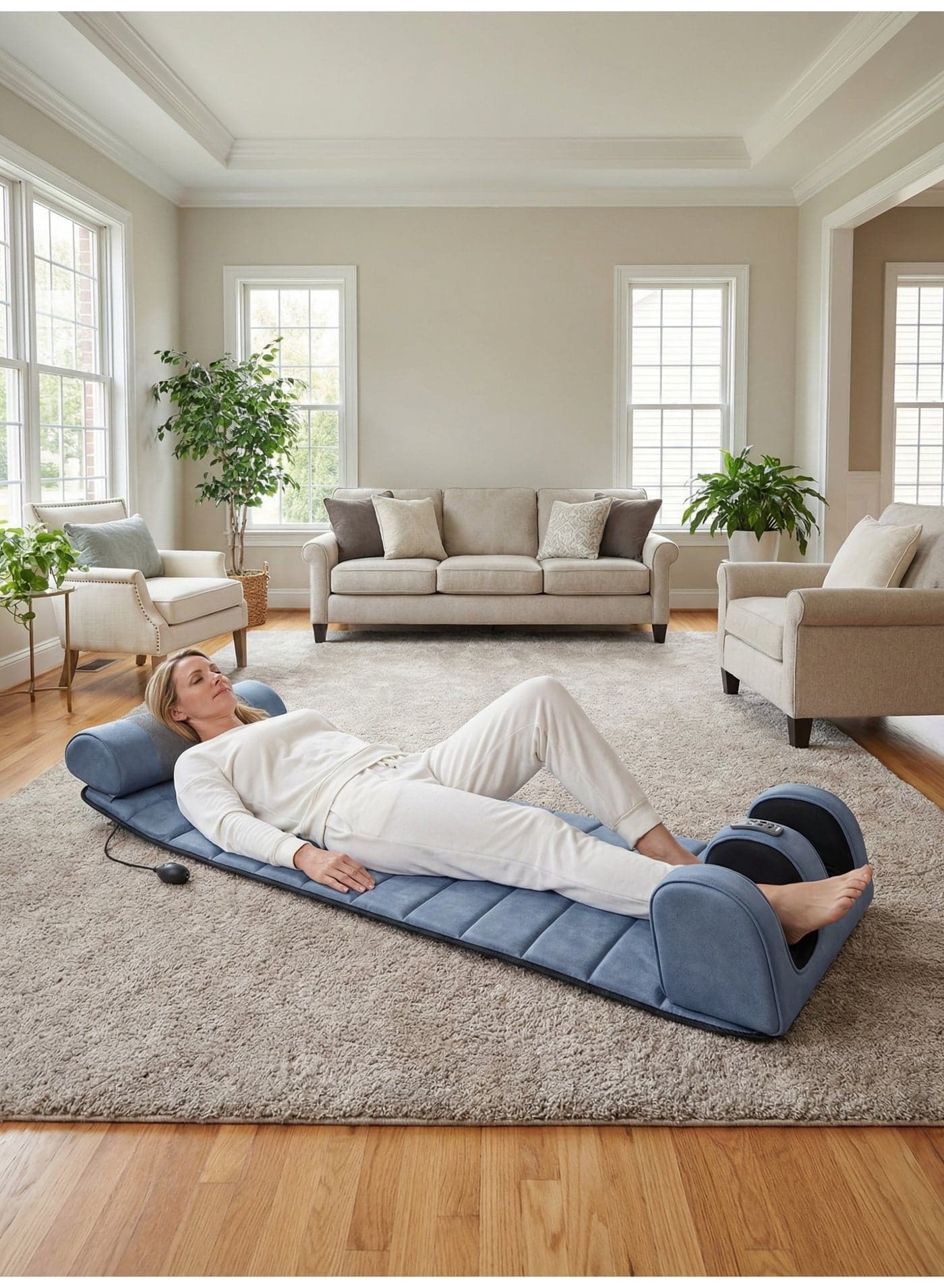 Full Body Massage Mat with Adjustable Pillows Heating Pads, Back Massager Pad for Neck and Back Muscle Relaxation Full Body Massage, Portable Foldable Design