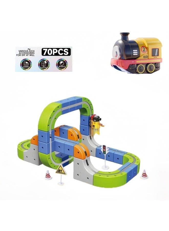 70-Piece DIY Magnetic Levitation Track Set – Anti-Gravity Maglev Train Toy with Rechargeable Battery & USB Charger – 3D Loop Coaster Building Kit for Kids Ages 3+