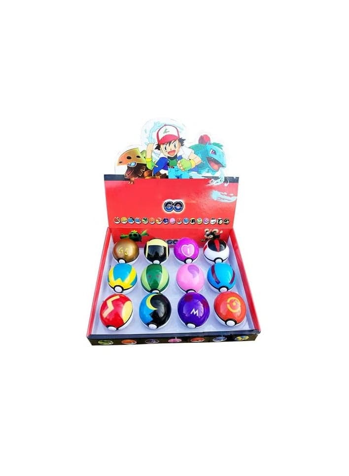 12 Pieces Pikachu Action Figure Pocket Monster Game Balls Set Toy for Kids