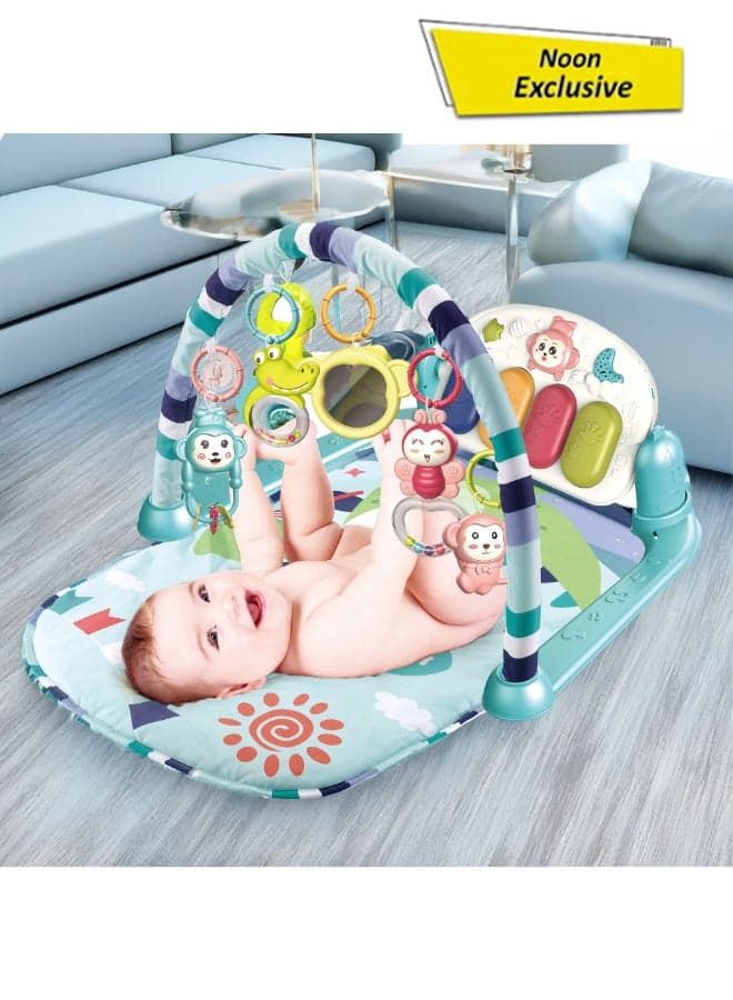 Baby Piano Play Mat With Kick Toy & Lights – Soft Gym Mat With Music, Hanging Rattles & Mirror | Tummy Time Infant Activity Mat With Piano Keys For Babies 0-12 Months