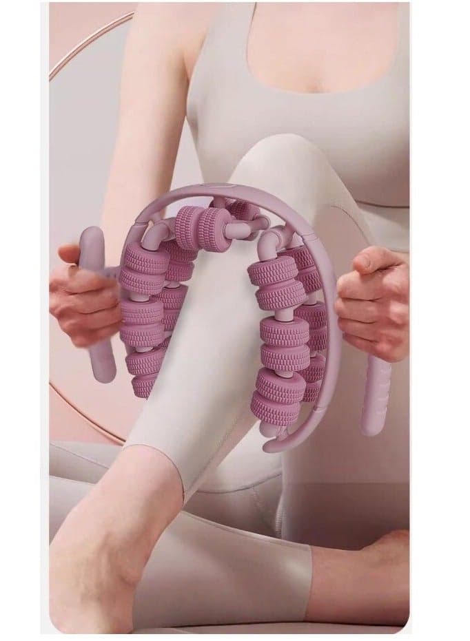 Waist and Leg slimming roller, Foam Roller - Fat Mass Massager,a Muscle Massage Tool for Thighs, Calves and arms ,fitness Relax Roller 360 °28 Wheels Yoga Massage, Soothes Calf Muscles, Souvenir for Women and Mothers(Purple)