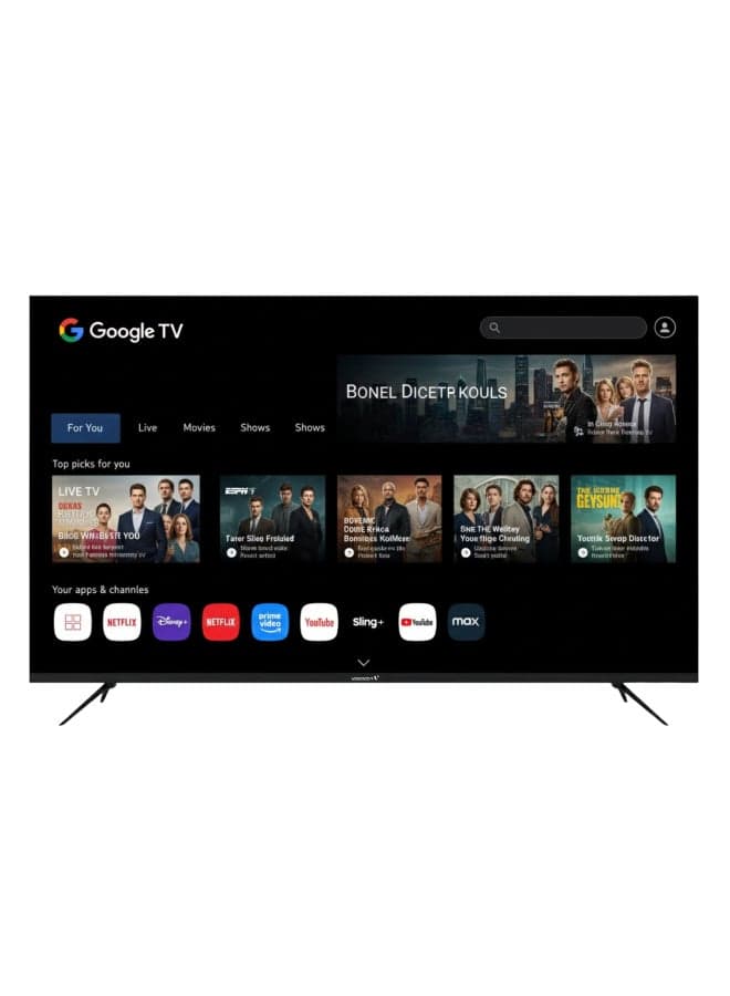 Videocon 65 Inch 4K UHD Edgeles Smart TV | Google TV with Google Assistant Remote | Bluetooth & Chromecast Built-in | Dolby Audio | Quad-Core Processor | Free Wall Bracket – E65ELGT1100 E65ELGT1100 Black