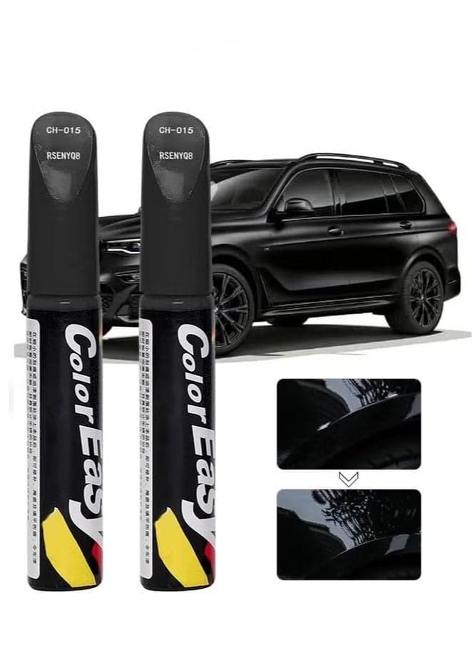 2 Pcs Touch Up Paint for Cars, Black Car Paint Scratch Repair Pen, Car Fill Paint Pen, Scratch Remover, Quick & Easy Solution to Repair Minor Automotive Scratches, 0.8 fl oz (Black)