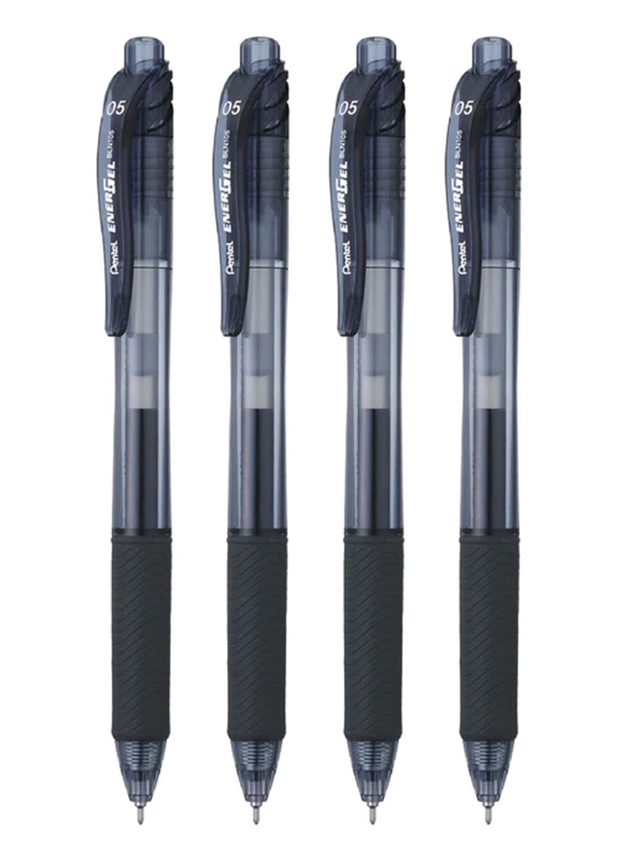 4-Piece Energel Gel Ink Pen 0.5mm Tip Black Ink