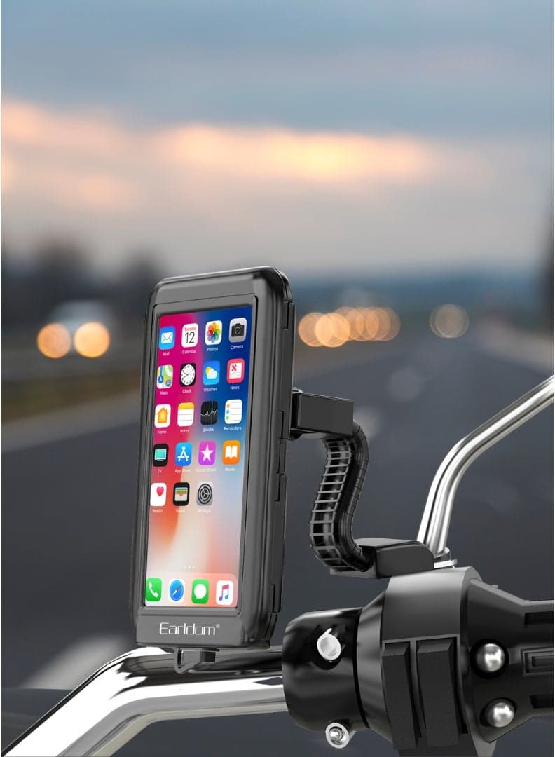 Motorcycle Mobile Phone Holder – Waterproof Bracket for 4.7 to 6.8 Inch Phones, 360° Rotation, Anti-Shock Mount