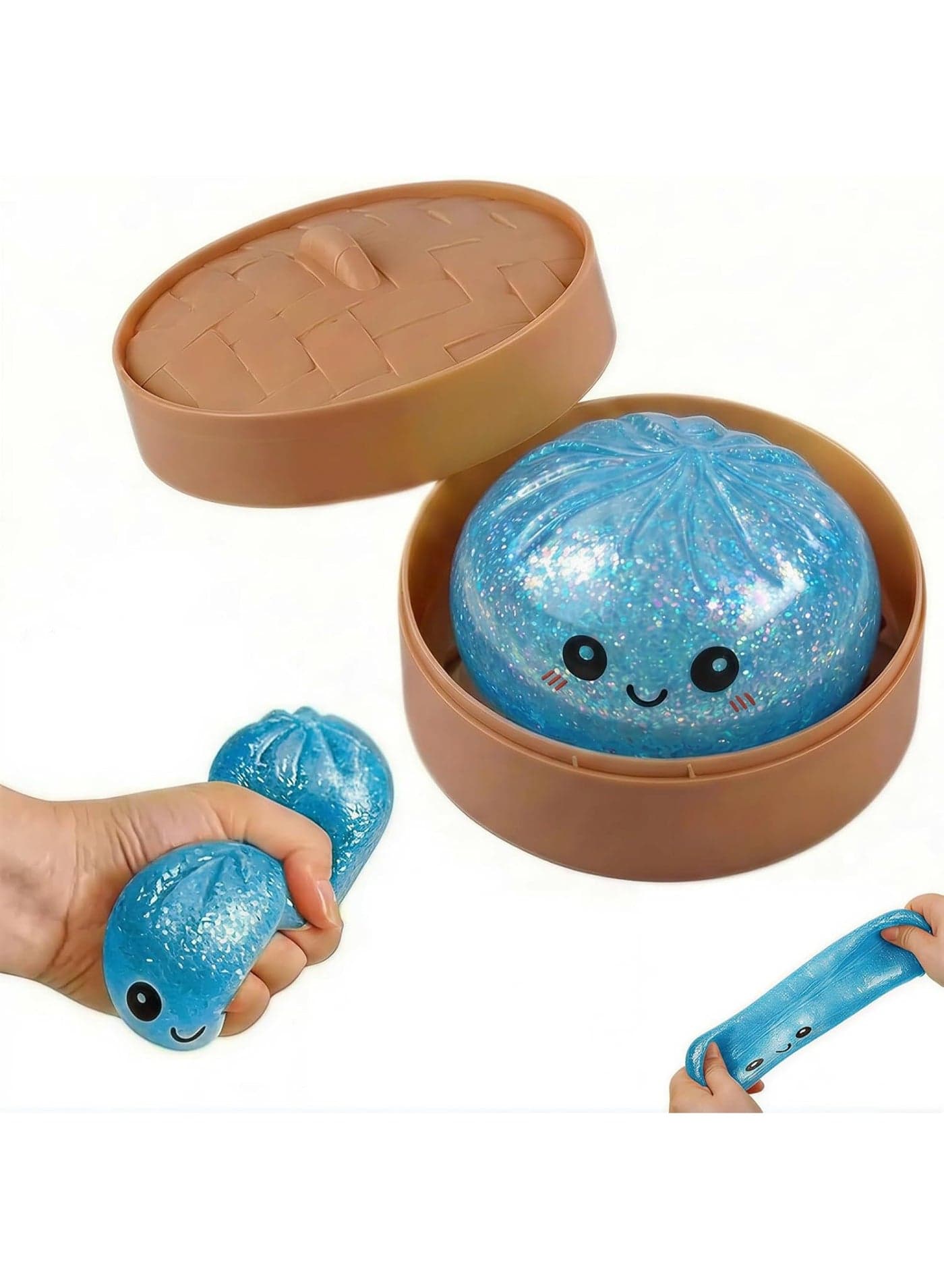 Sugar Glitter Dumpling Squishy with Mystery Box,Viral Squishy Dumpling,Colorful Dumplings Stress Balls Fidget Sensory Balls for Kids & Adults (Blue)