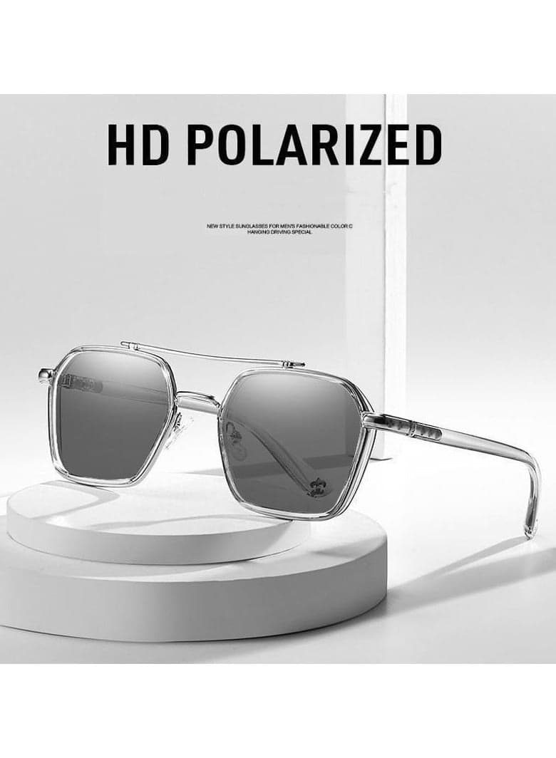 Classic Photosensitive Photochromic Sunglasses Men and Women Outdoor Sunglasses Polarized Fashionable UV400 Protection Sun Glasses for Men Driving, Fishing, Golfing, Traveling, Gradient Grey Lens