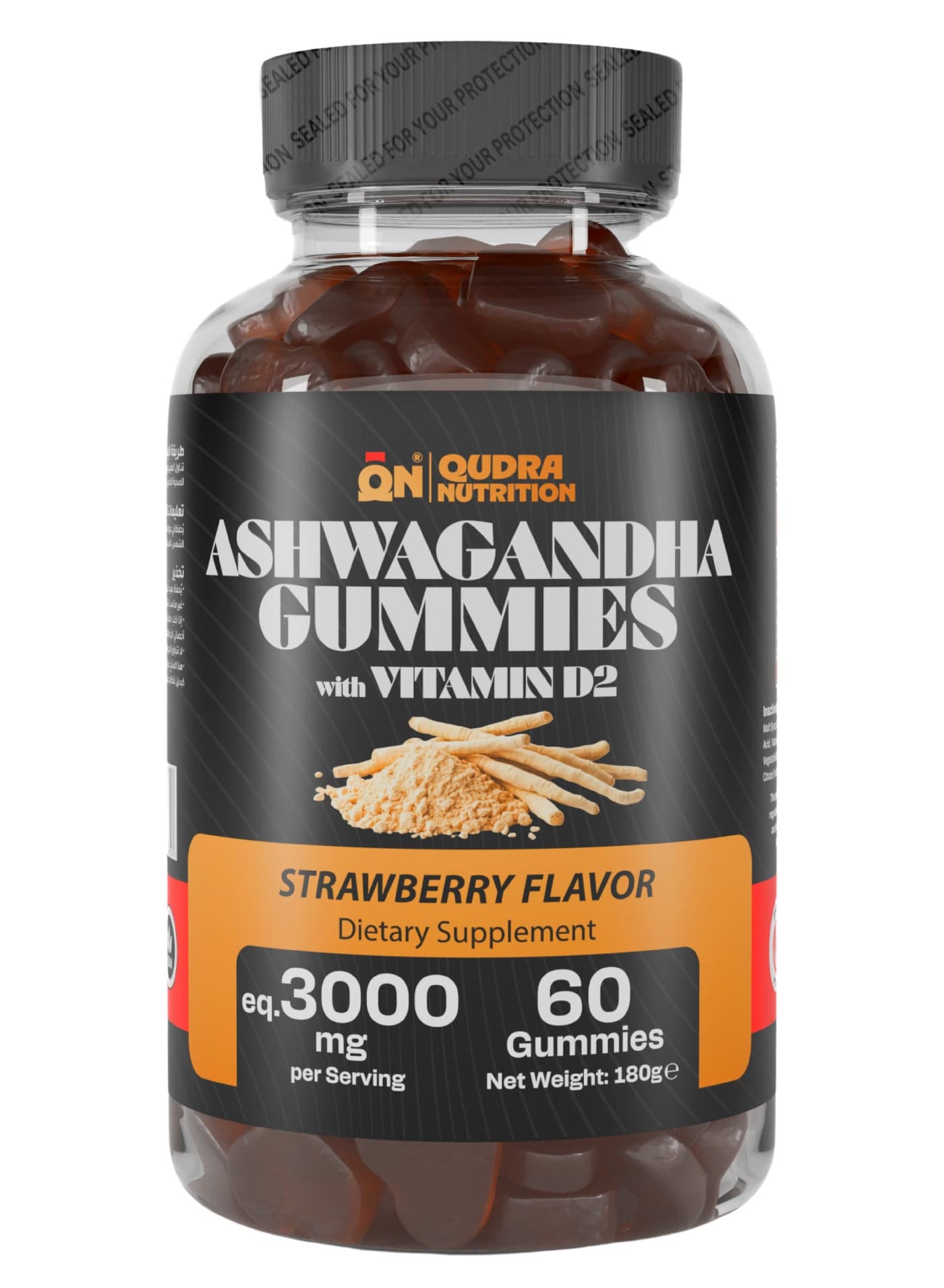 Ashwagandha Extra Strength 3000mg with Vit D2 Gummies for Stress relief, Support Mood, Muscle Strength, Performance & Vitality (Vegan - Strawberry Flavour) – For Men and Women