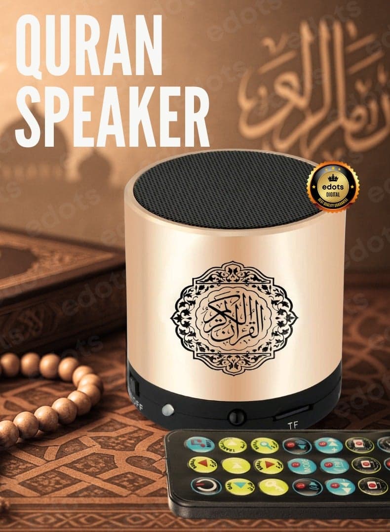Compact Digital Quran Speaker with Translation, Tafseer & HD Audio – Portable Islamic Learning Companion | Rose Gold