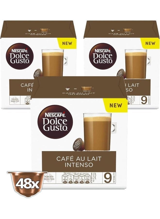 Dolce Gusto Café Au Lait Intenso 16 Capsules 480grams Pack of 3