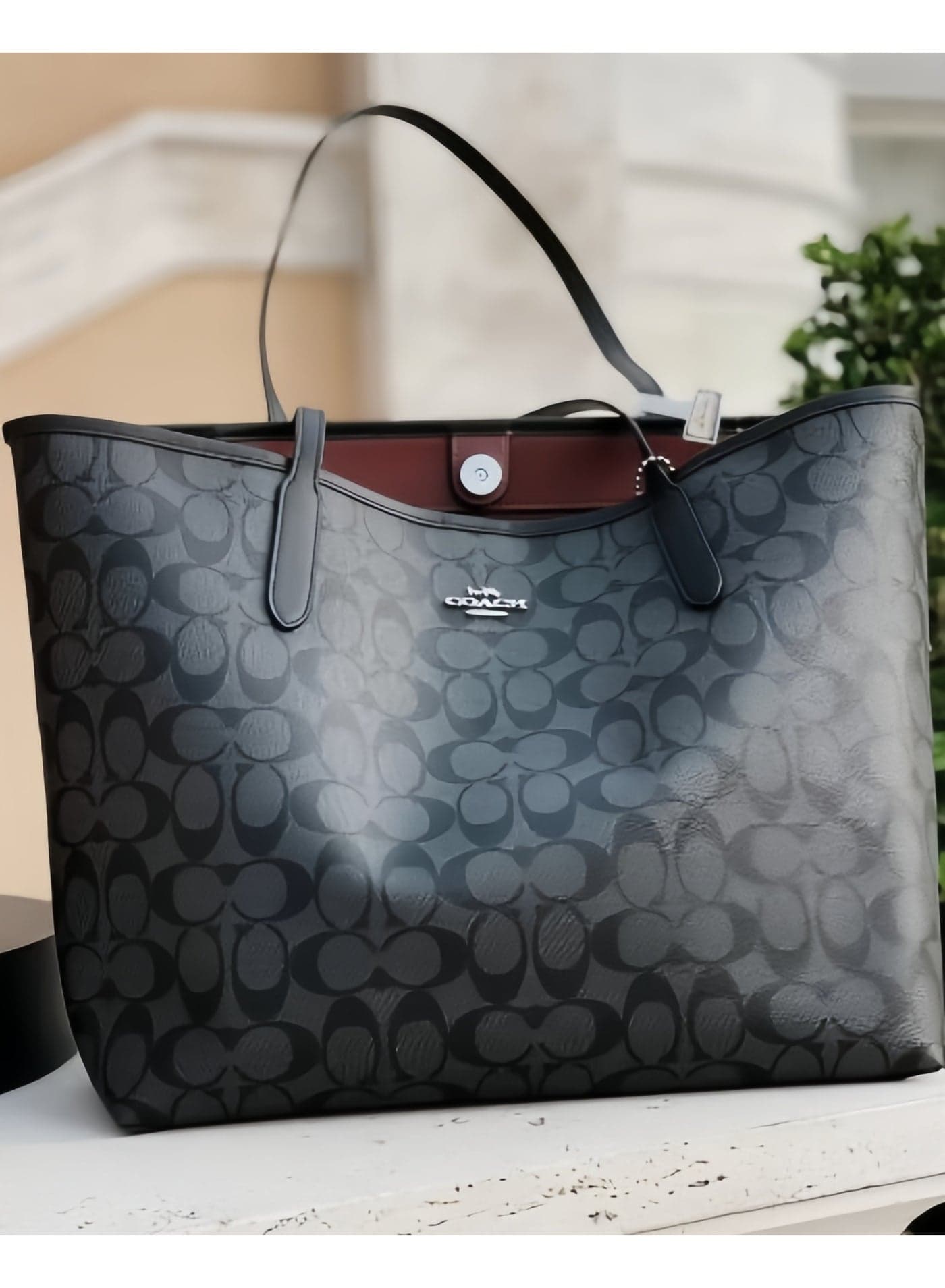 Coach City Tote Bag Iconic Printed Women's Fashion Multifunctional Large Capacity Large Size Grey Black Tote Bag
