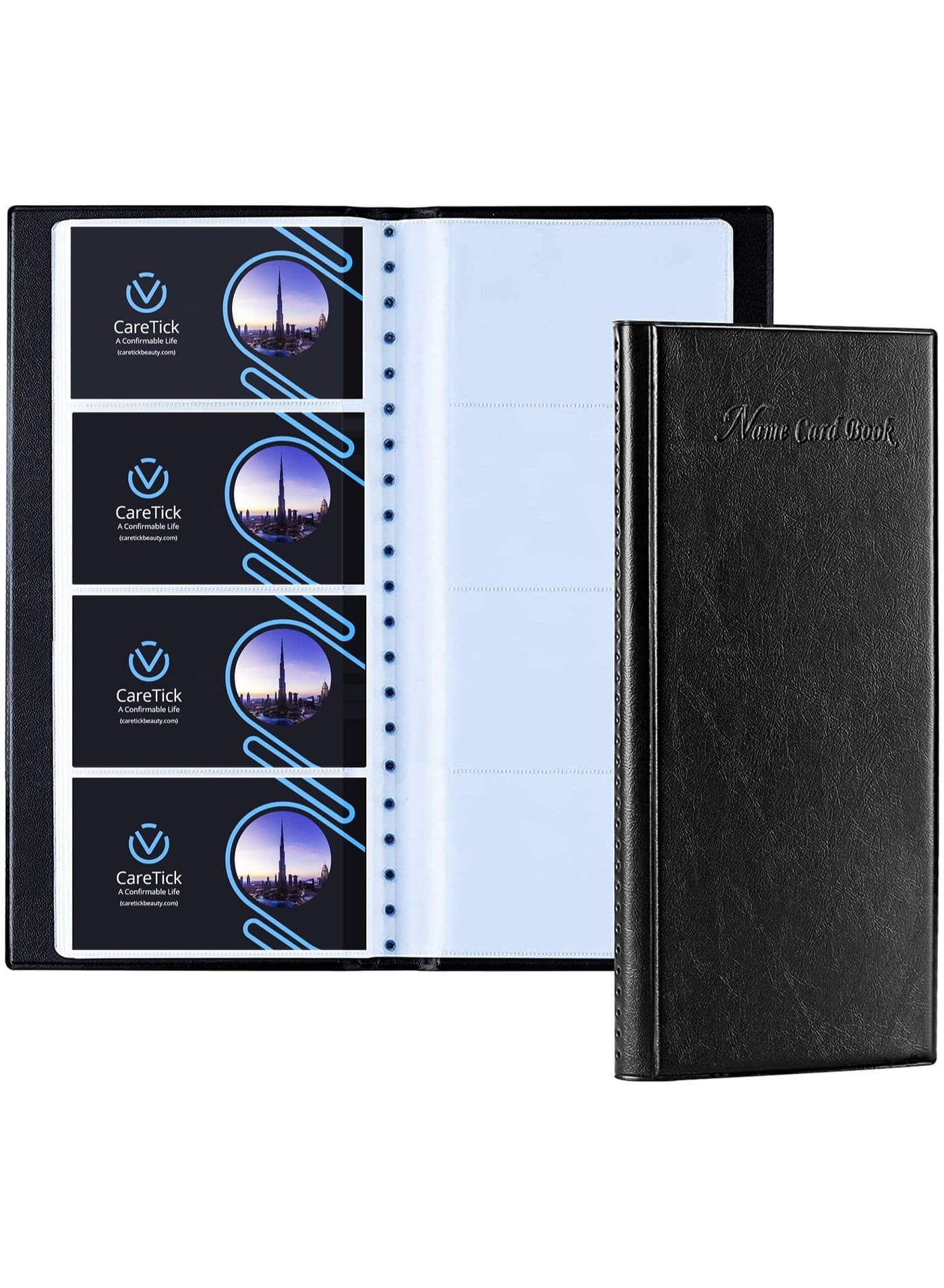 Business Card Holder Book, 400 Business Name Card Organizer Professional Book PU Leather office Journal Credit Card Holder Slim Wallet for Men & Women 200 Pouch (BCH-400)