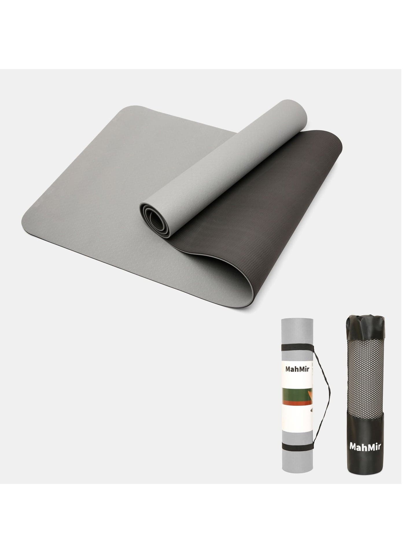 Yoga Mat Anti Slip Exercise Mat With Carrying Bag Fitness Mat For Pilates 183Cmx61Cmx6Mm Thickness For Woman Man Beginners (Dark Grey + Black)