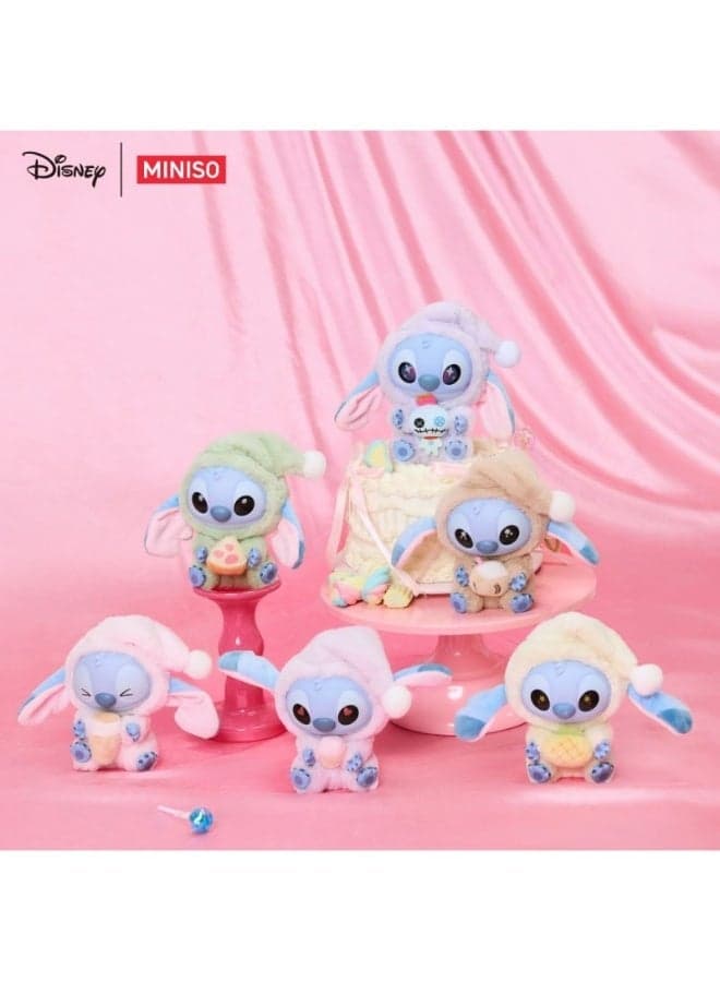 MINISO x Disney Stitch Eat Something Before Sleep Collection Vinyl Plush Keychain Blind Box, Full Display Set of 6 Sealed Mystery Boxes, Character Collectible for Display and Gifting