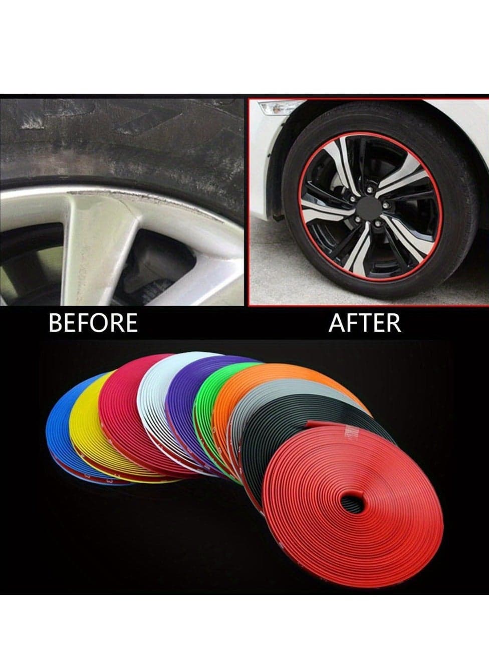 8M Roll Rim blades Car Vehicle Color Wheel Rims Protectors Decor Strip Tire Guard Line Rubber Mounding Trim Tire Guard Line