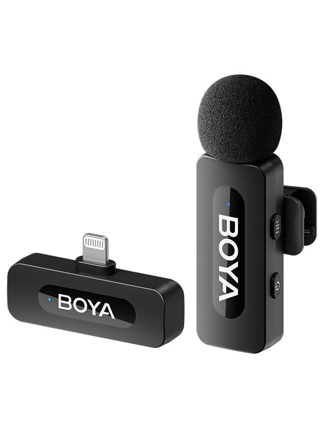 BOYA BY-V1 wireless microphone Noise Cancellation Lavalier Microphone Mini Mic 100M Transmission microphone for Vlogging TikTok YouTube Content Creators Live Streaming Interview Recording iPhone Android Smartphones Action DSLR Camera Laptop PC