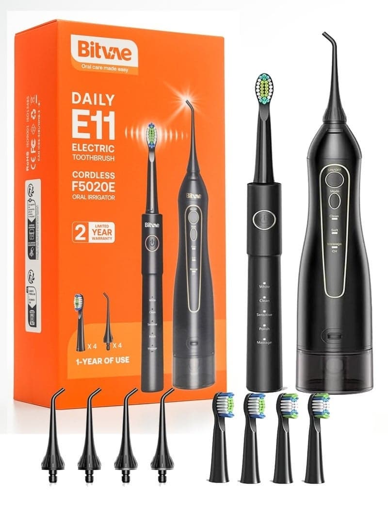 Dental Water Flosser & Electric Toothbrush | Portable Dental Combo | Cordless 2-in-1 Oral Care Kit with 300ml Tank, 360° Rotating Nozzle, IPX7 Waterproof & USB Rechargeable | Sensitive Teeth & Braces