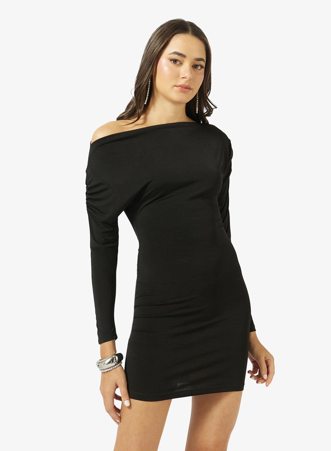 Assymetric Drop Shoulder Bodycon Dress