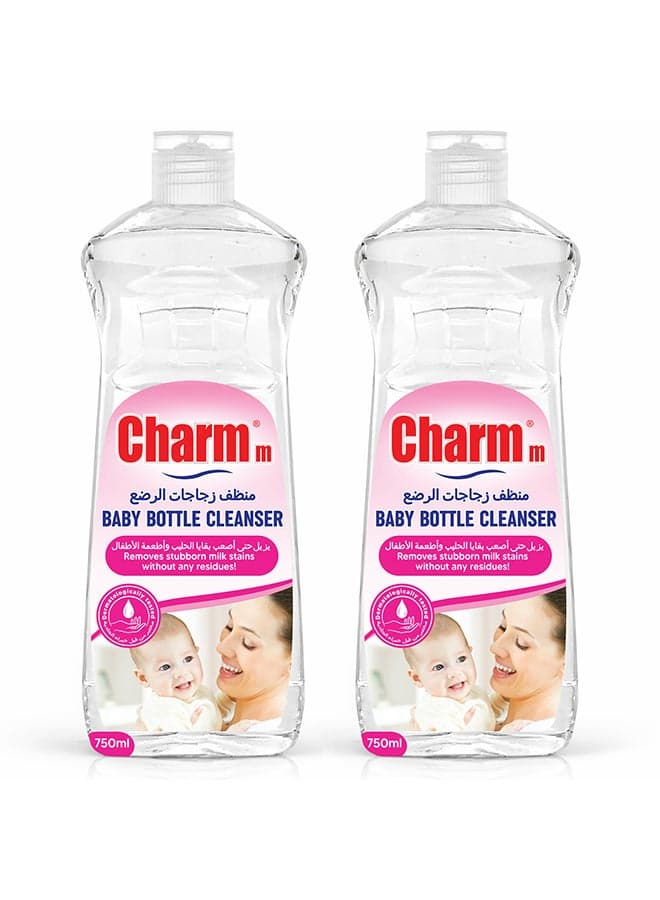 Baby Bottle Cleanser, Ideal For Cleaning Baby Bottles, 100% Recycled, Eco-Friendly, Dermatologically Tested 2x750ml