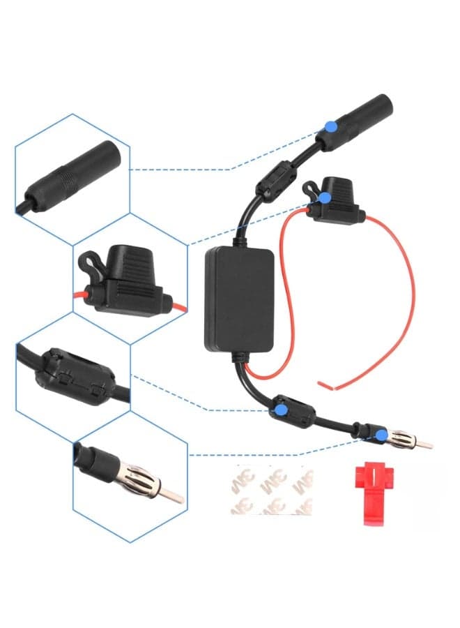 12V Car Antenna Booster Stereo FM AM Radio Signal Amplifier Amp for Car Vehicle Truck Boat Marine Accessories FM Amplifier Audio Radio Stereo Media Head Unit