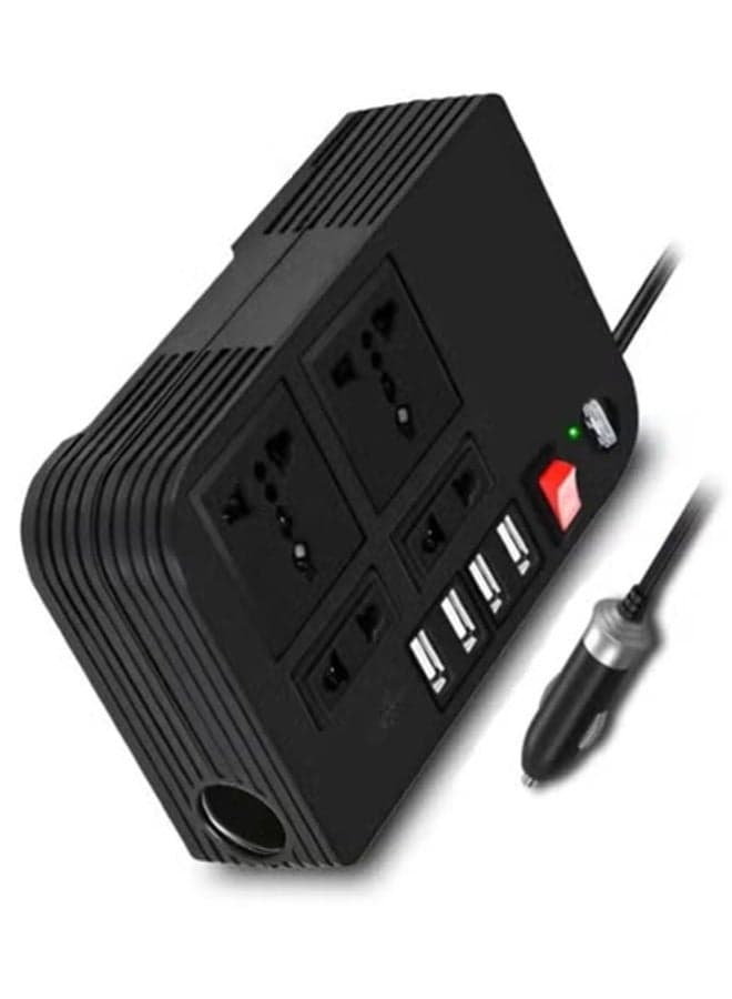 300W Car Power Inverter - DC 12V to 220V AC Converter with LED Display, 4 USB Ports, 4 Charger Outlets, Pure Sine Wave – Portable Charger for Cars, Trucks, RVs – Ideal for Charging Laptops, Phones, and Appliances