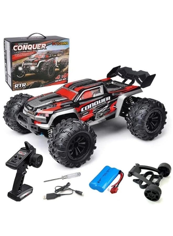RC Car 1:16 Scale 4WD High Speed Remote Control Monster Truck 50KM/H Fast Off Road RC Buggy with 2.4GHz Control, Rechargeable Battery, Drift Racing All Terrain RC Car for Kids Adults Boys