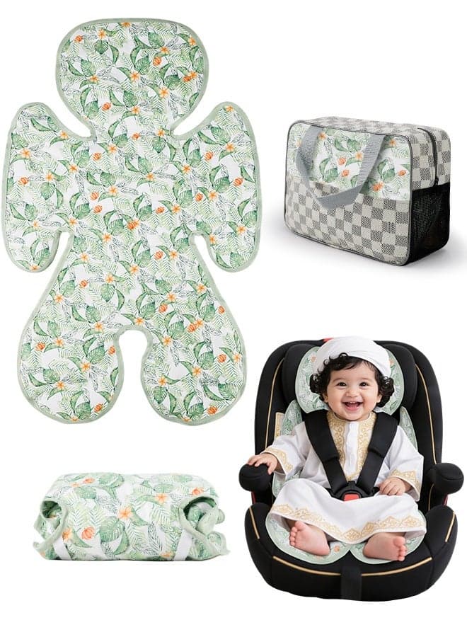 Car Seat Cooling Pad for Baby, Universal Stroller Cooling Pad & Car Seat Cooler, Breathable Summer Infant Seat Cushion for Hot Cars, Strollers, Travel, Lightweight & Portable with Carry Pouch for Easy Storage, Plant