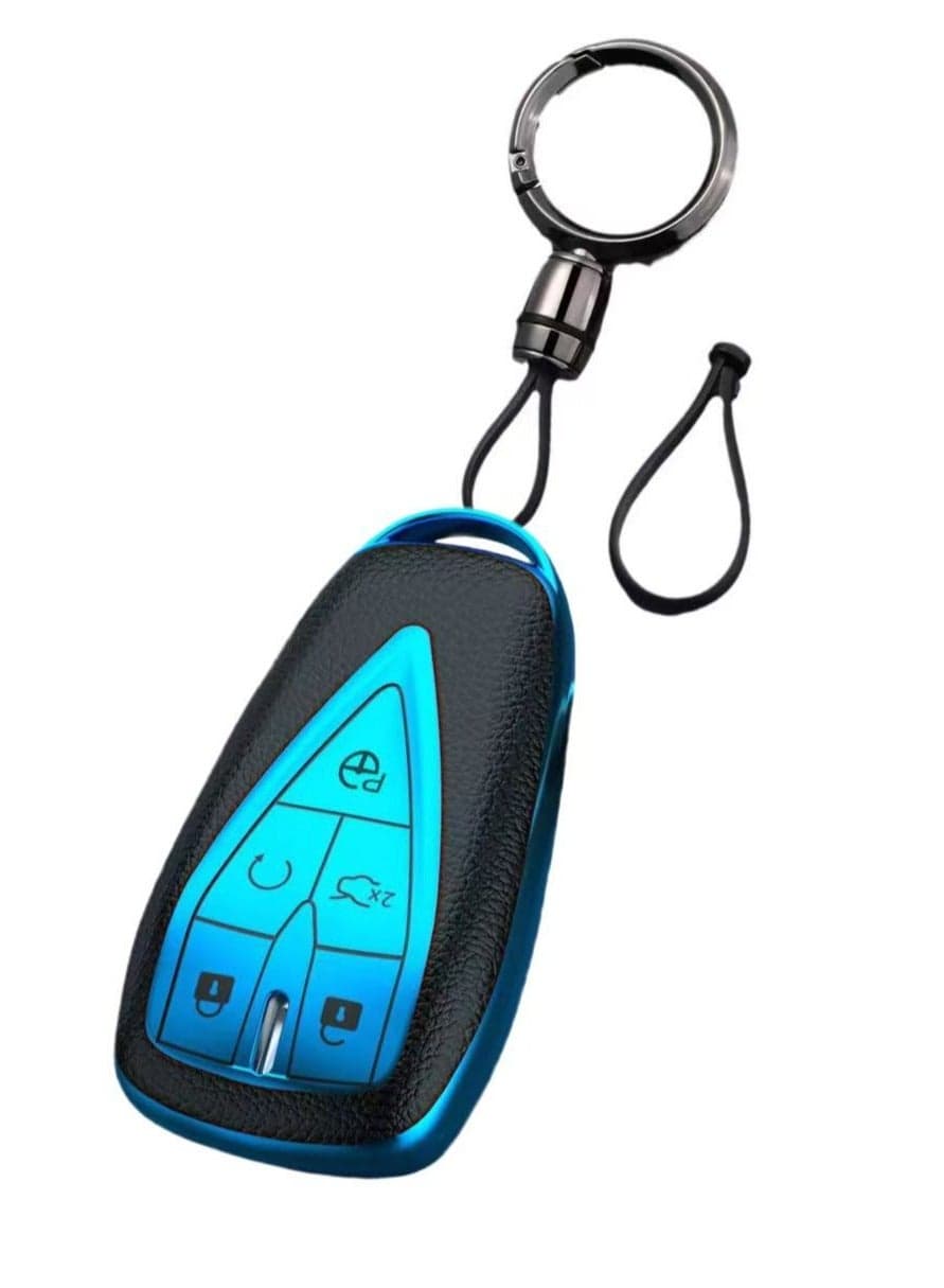 OUYoo For Changan TPU Key Fob Cover Case Shell with Keychain for UNI UNI-T CS75 Eado Plus UNI-K CS85 Alsvin UNI-V0 CS95 CS35 .(Blue)