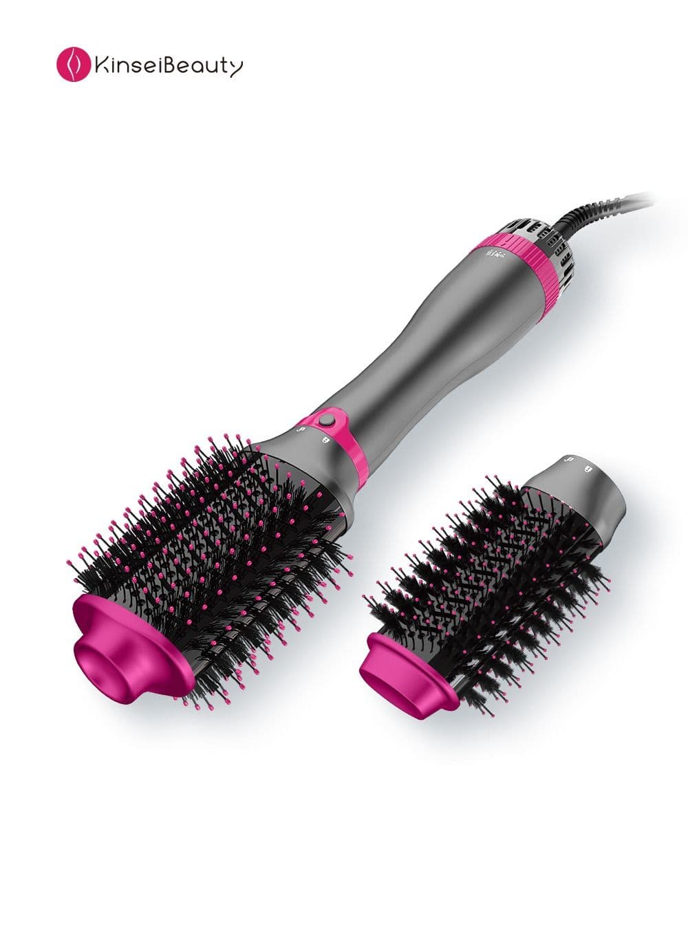 4-in-1 Hair Dryer Brush, 1200W Hair Styler Volumizer Brush for Straightening and Curling with 2 Heads, Hot Air Brush