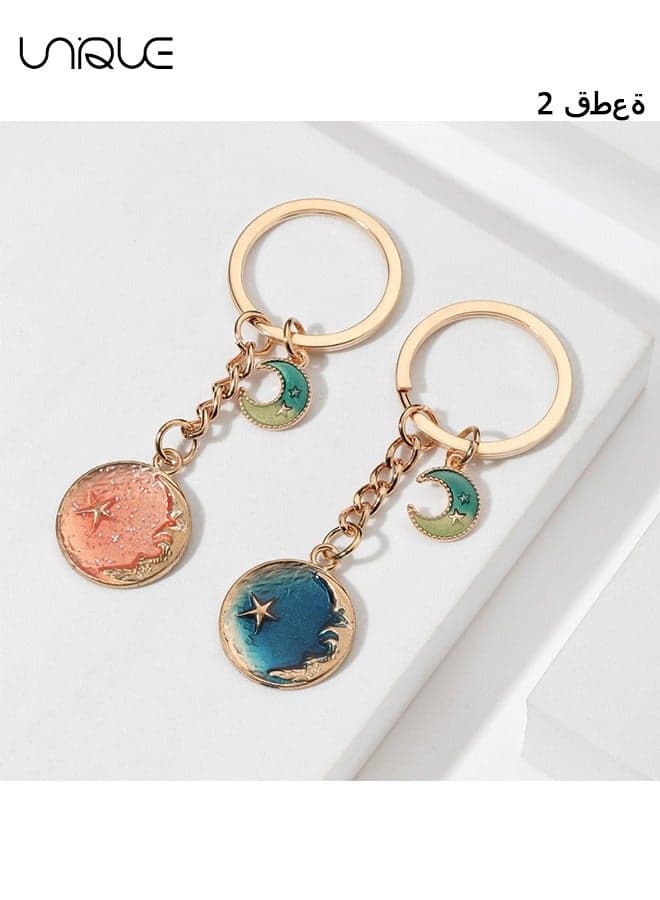 2 pcs keychain - Couple keychain - Dream Star Moon Keychain Pendant - Fashionable and Unique