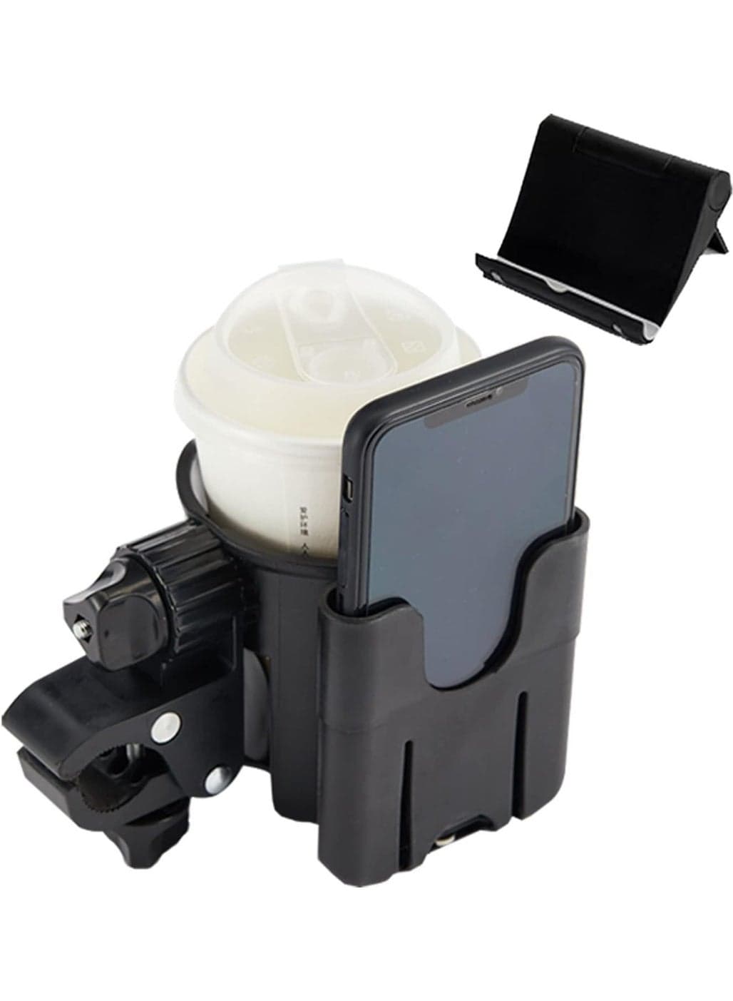 Stroller Cup Holder with Phone Holder, Bike Cup Holder, 2-in-1 Universal Cup Phone Holder for Stroller, Bike, Wheelchair, Walker, Scooter