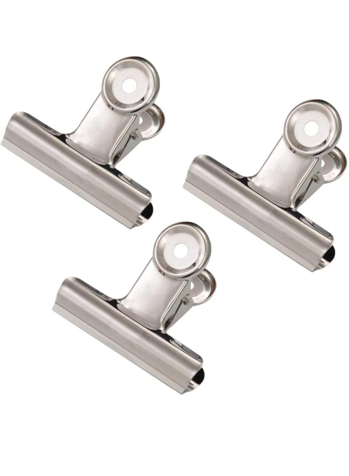10 Pack Silver Metal Hinge Clips -2 Inch Large Bull Binder Paper Clips Clamp for Office Pictures Photos, Kitchen Food Bags (50mm)