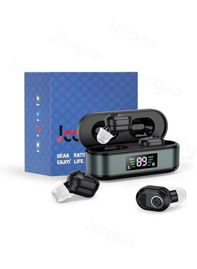 Rechargeable Hearing Aids with Charging Case, Ear Hearing Machine 100 Hours Backup Hours, Hearing Amplifier with Noise Cancelling, Near Invisible