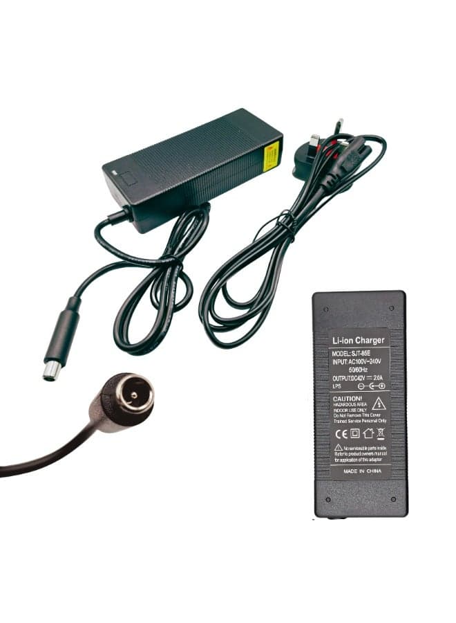 Electric Scooter Charger 42V 2A 8MM Pin Fast Charging Adapter with UK Plug for E-Bike & Mobility Scooter