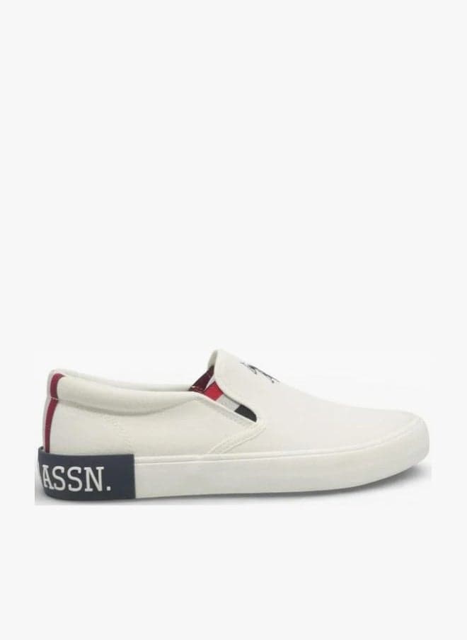 U.S. Polo Assn. Men’s White TOMAN GLB 6FX Slip-On Sneakers – Stylish Casual Canvas Shoes for Everyday Comfort