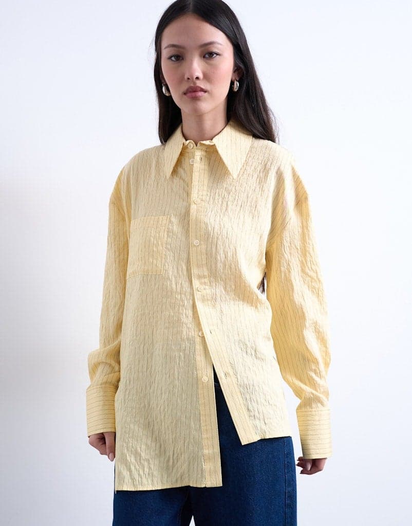 Casual Long Sleeve Asymmetric Shirt Woven