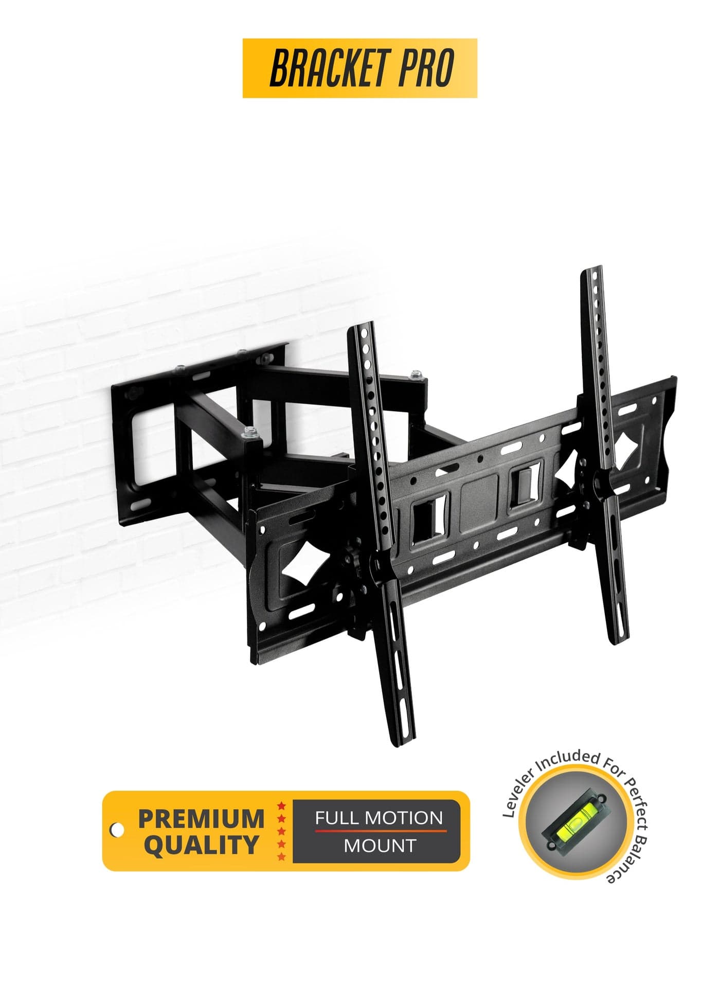 Bracket Pro Full Motion TV Wall Mount for 32-85 Inch Screens – Tilting & Swiveling – Heavy-Duty Steel, Holds up to 45kg - VESA 200x200 to 600x400 – Easy Installation - BPX3285