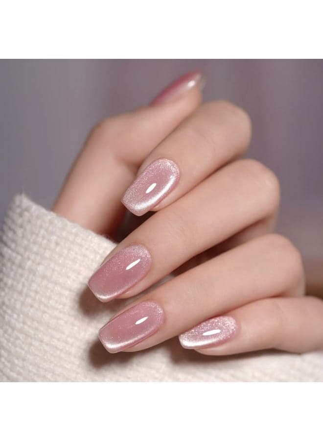 Elegant Women's Press-on Nails – 24pcs Nude & Mirror Shine – Gift-Ready Nail Set for Weddings, Eid & Parties