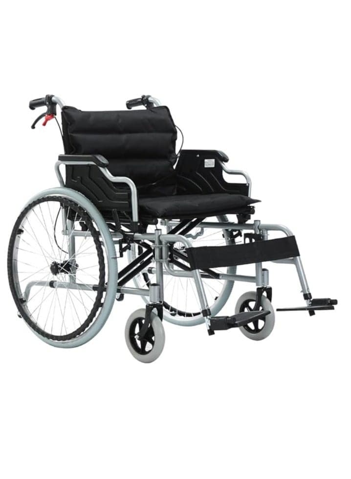 56cm Wide Foldable Lightweight Wheelchair for Adults 300lb Heavy Duty Folding Transport Self-Propelled Wheelchair with 24 Inch Seat
