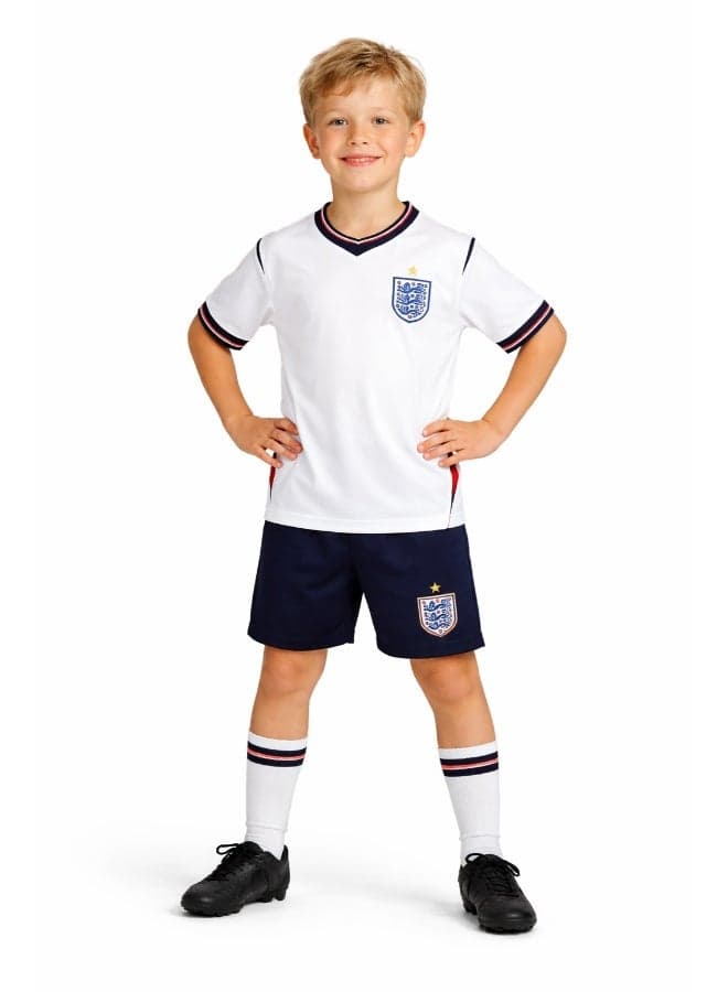 Kids England Football Jersey & Shorts Set –Sportswear Kit for Kids